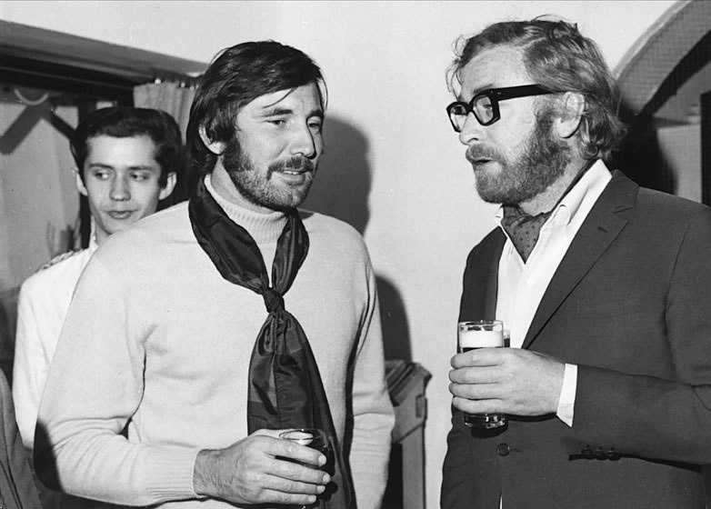 George Lazenby with Michael Caine in London