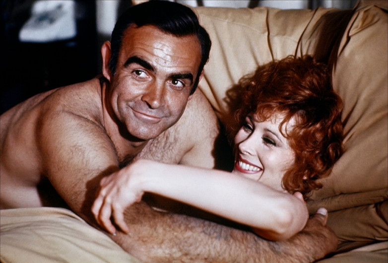 Sean Connery and Jill St. John during the filming of Diamonds Are Forever