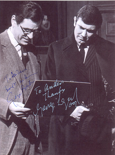 George Baker and George Lazenby 10x8, black and white