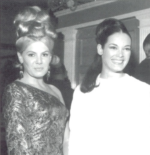 Mollie Peters and Martine Beswicke at a Thunderball premiere in 1965