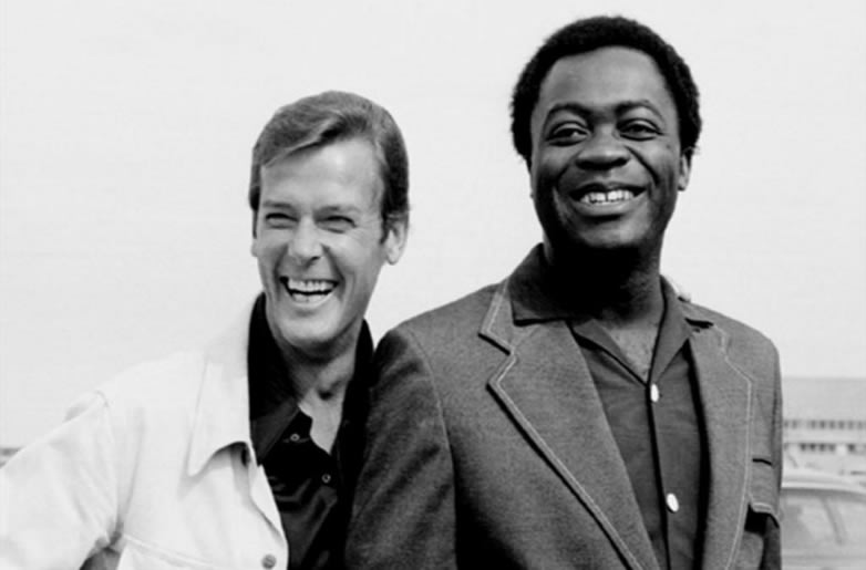 Yaphet Kotto with Roger Moore on Live and Let Die