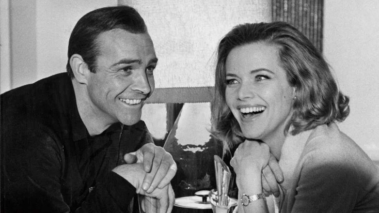 Sean Connery and Honor Blackman during the filming of Goldfinger